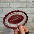 Antique Ruby Red Glass Souvenir Trinket Tray Dish Marinette Wis EAPG5" x 3.25"