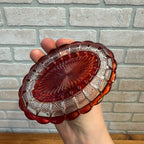 Antique Ruby Red Glass Souvenir Trinket Tray Dish Marinette Wis EAPG5" x 3.25"