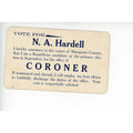 Antique N.A. Hardell Wisconsin Coroner Republican Marquette Call Card Business