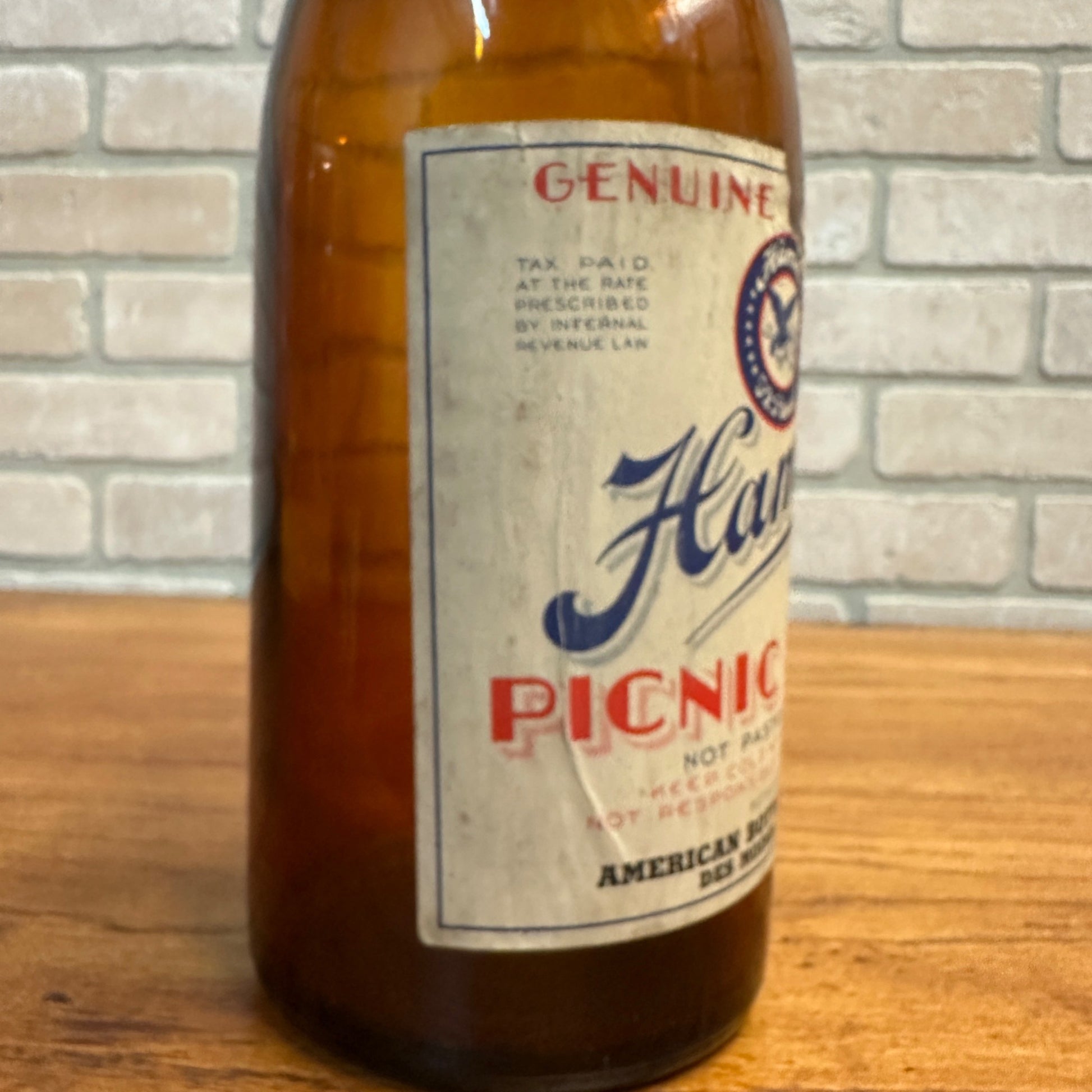 1/2 Gallon IRTP Hamm's Beer Paper Label Picnic Beer Bottle Des Moines Iowa
