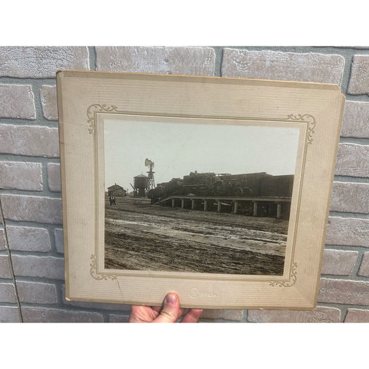 Original 1890s Lancaster MN Minnesota Train Depot Cabinet Photograph Photo Steam Tractor