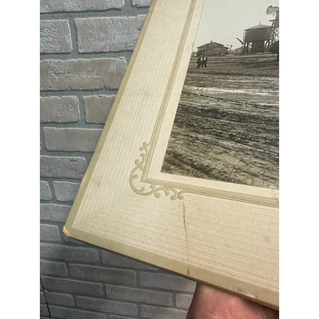 Original 1890s Lancaster MN Minnesota Train Depot Cabinet Photograph Photo Steam Tractor