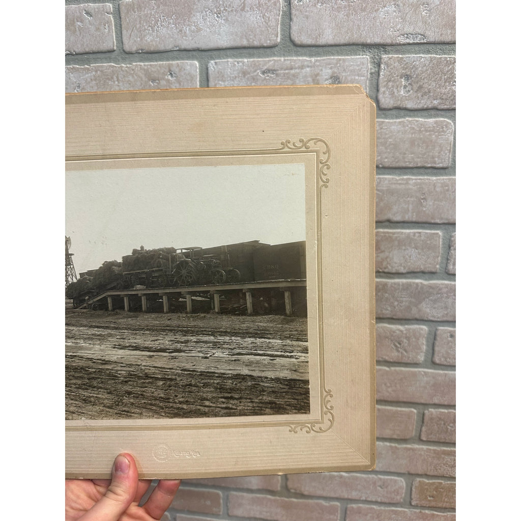 Original 1890s Lancaster MN Minnesota Train Depot Cabinet Photograph Photo Steam Tractor