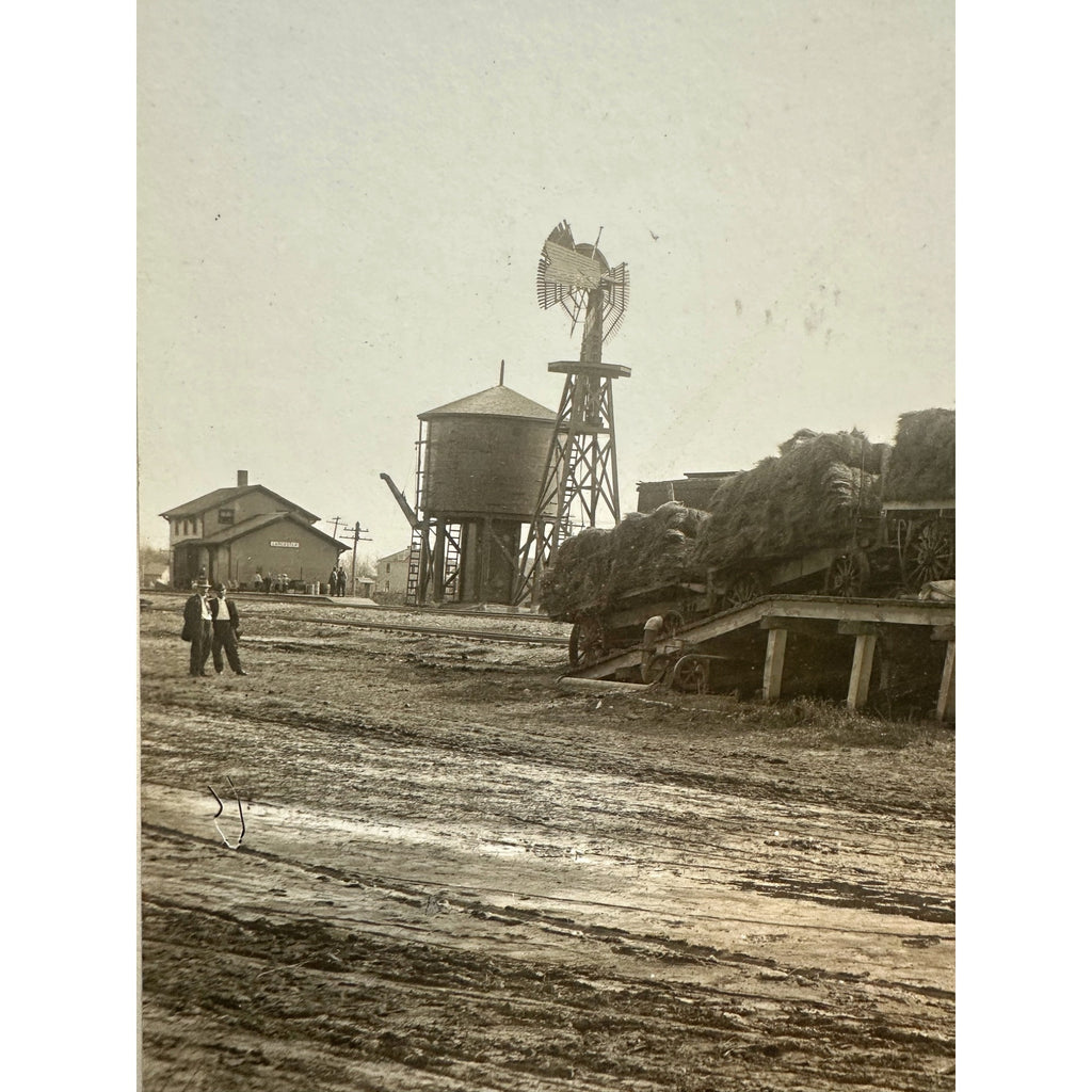 Original 1890s Lancaster MN Minnesota Train Depot Cabinet Photograph Photo Steam Tractor