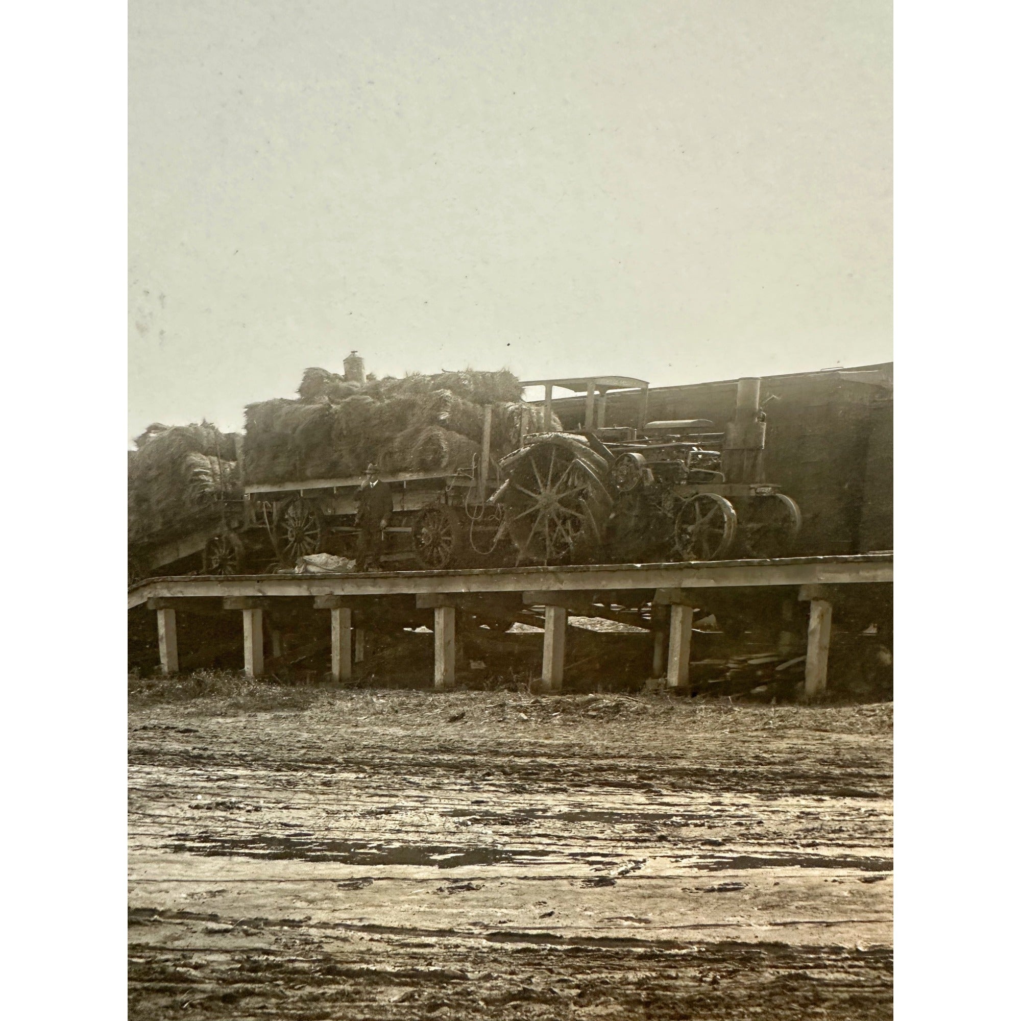 Original 1890s Lancaster MN Minnesota Train Depot Cabinet Photograph Photo Steam Tractor