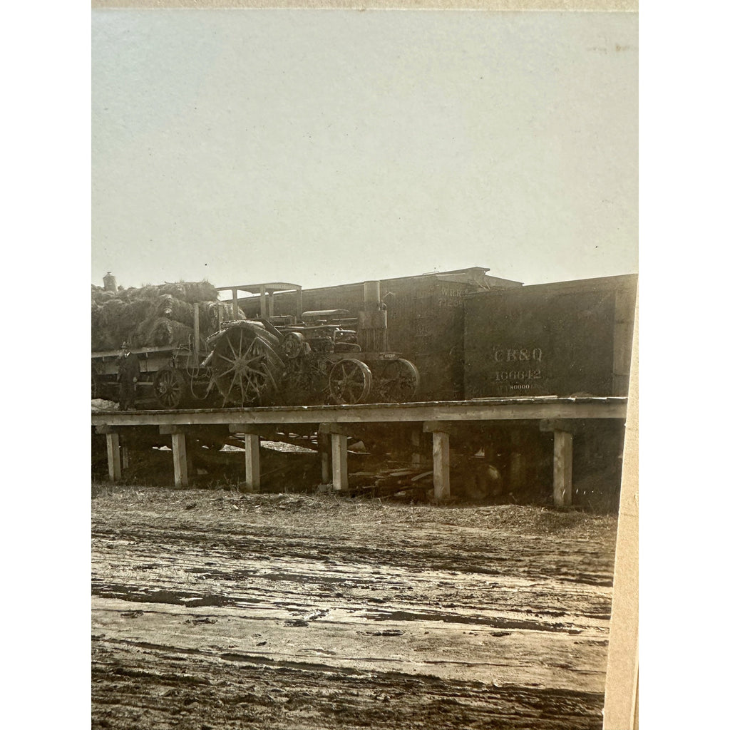 Original 1890s Lancaster MN Minnesota Train Depot Cabinet Photograph Photo Steam Tractor