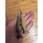 Antique Vintage Lot (2) Stitching Awl Hand Tools Wood Handles