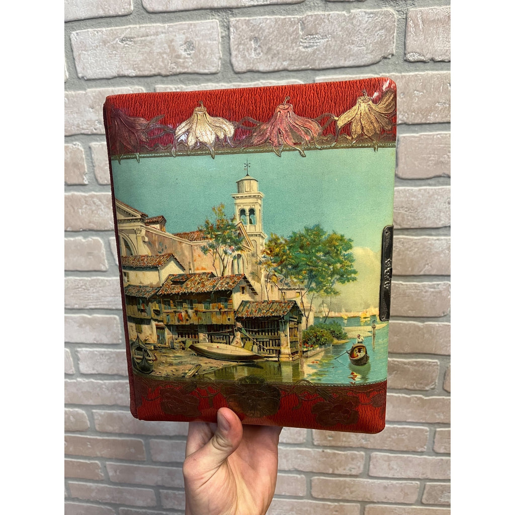 Antique Victorian Cabinet Photo Album Celluloid Cover w/ Photographs