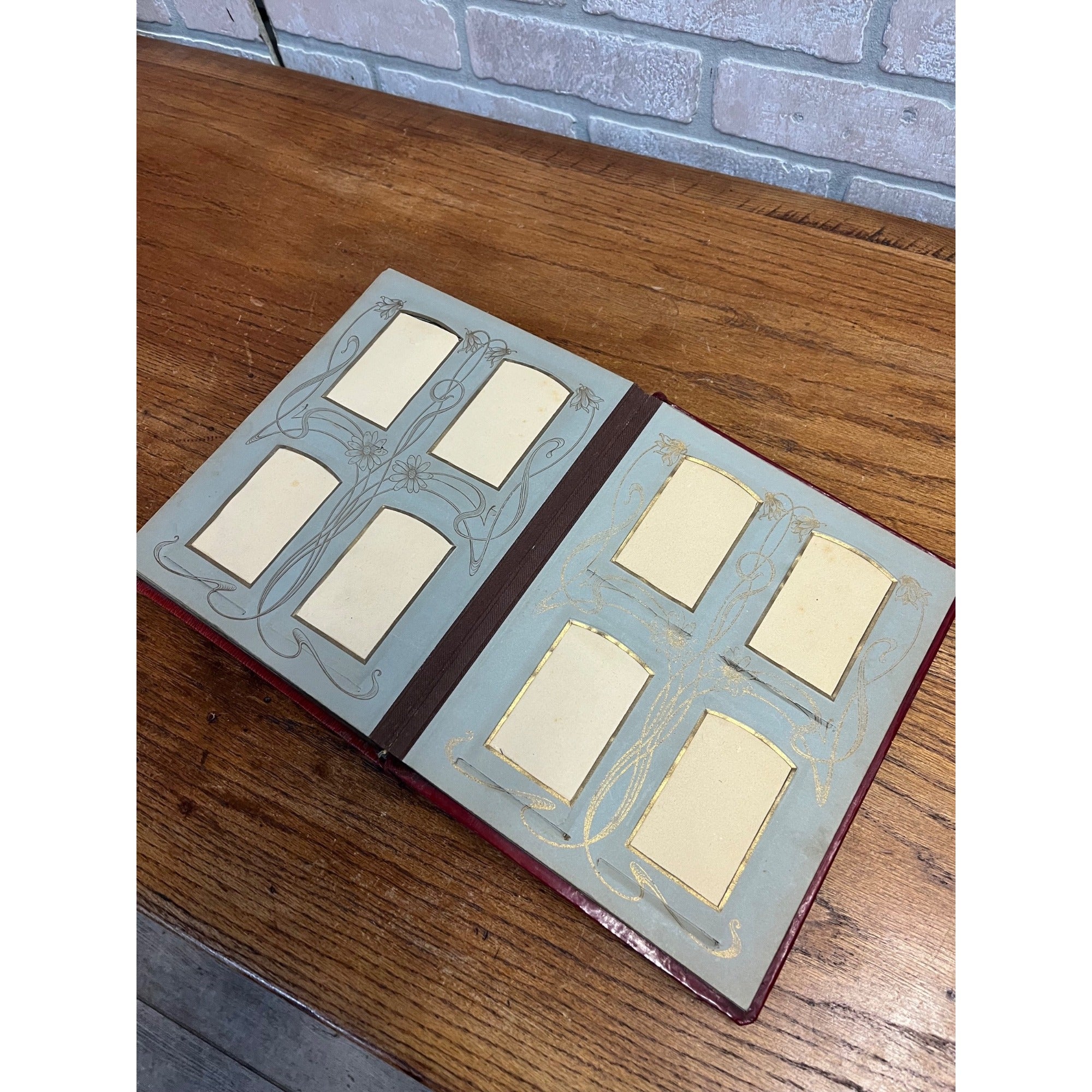 Antique Victorian Cabinet Photo Album Celluloid Cover w/ Photographs