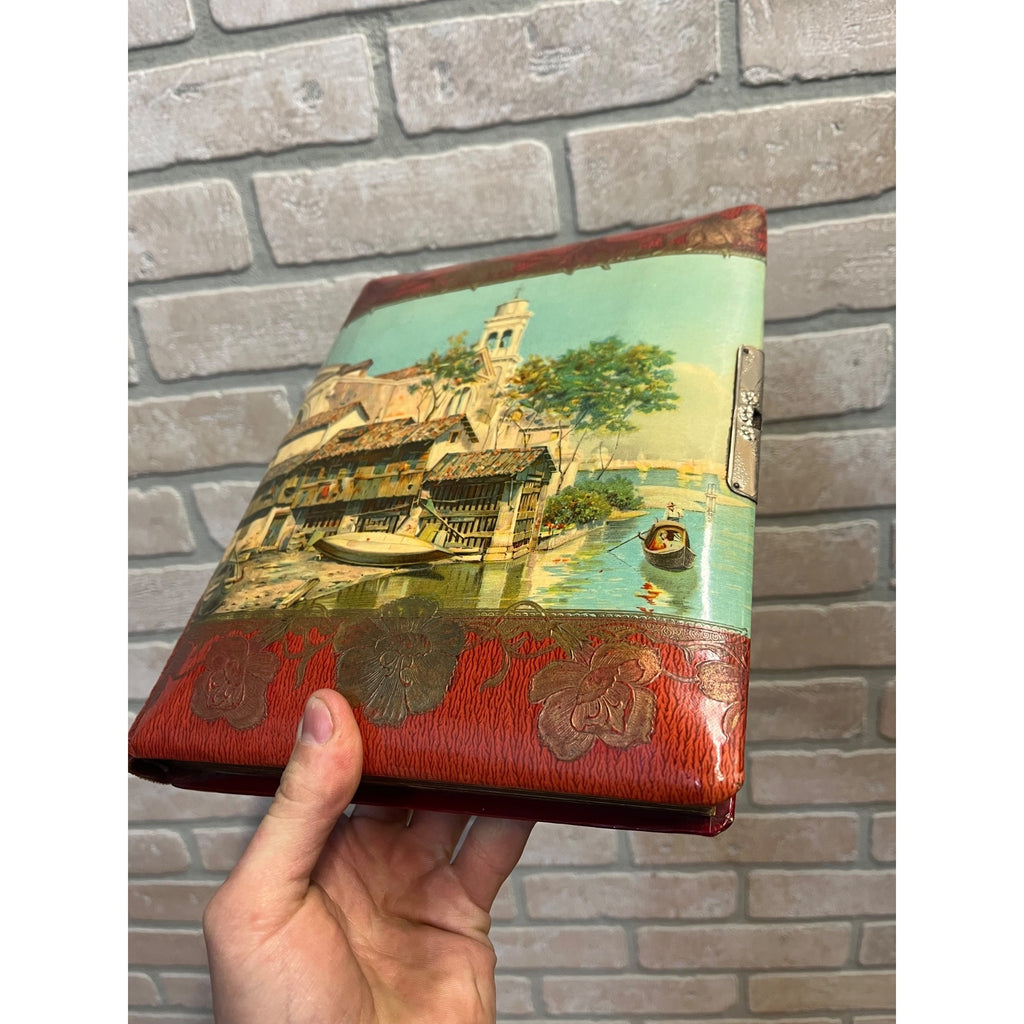 Antique Victorian Cabinet Photo Album Celluloid Cover w/ Photographs