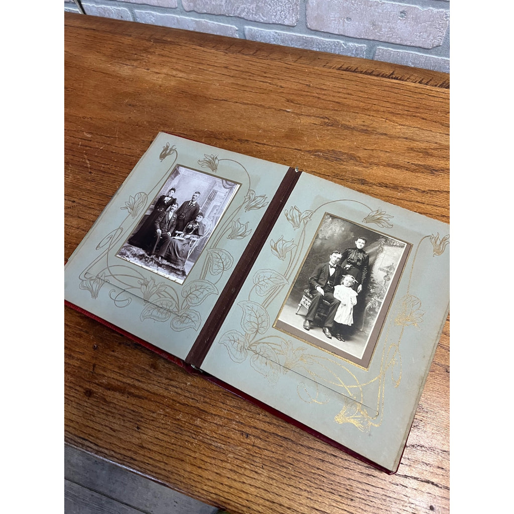 Antique Victorian Cabinet Photo Album Celluloid Cover w/ Photographs