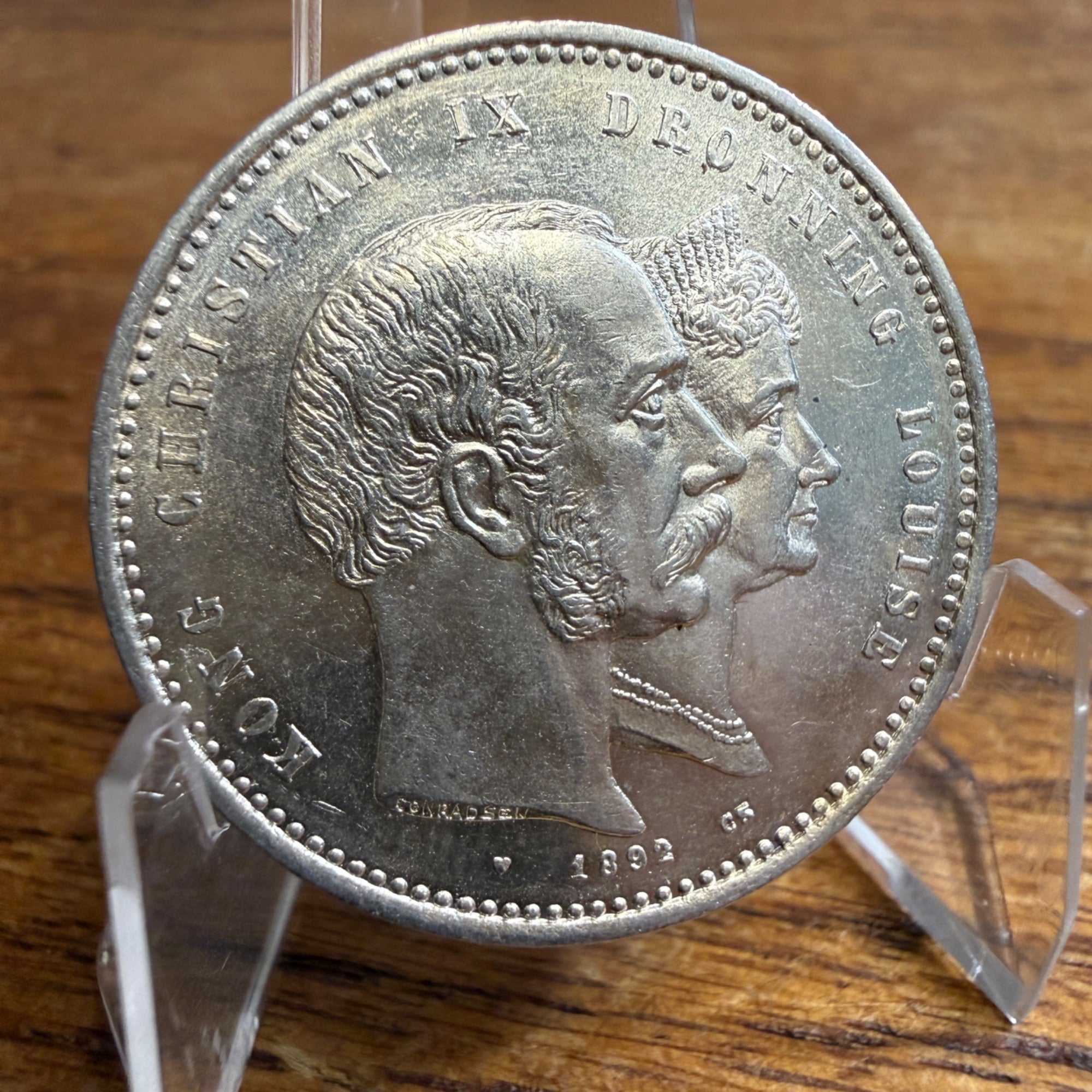 1892 Denmark 2 Kroner Silver Fine Coin