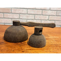 Antique 19th C Primitive Hand Carved Wood Grain Scoops Interchangeable Handle