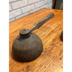 Antique 19th C Primitive Hand Carved Wood Grain Scoops Interchangeable Handle