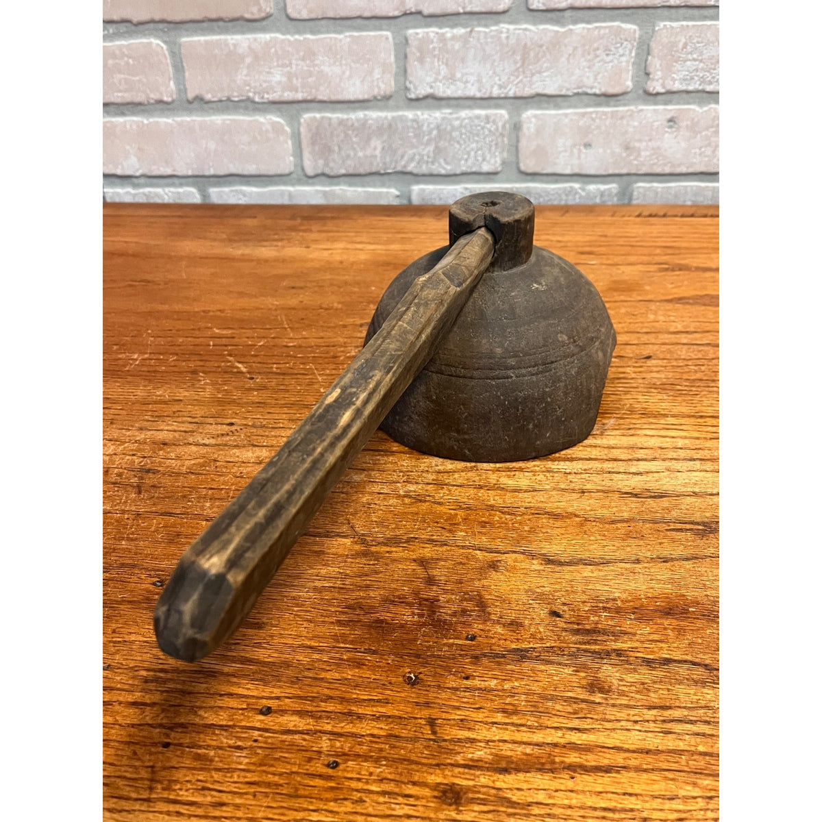 Antique 19th C Primitive Hand Carved Wood Grain Scoops Interchangeable Handle