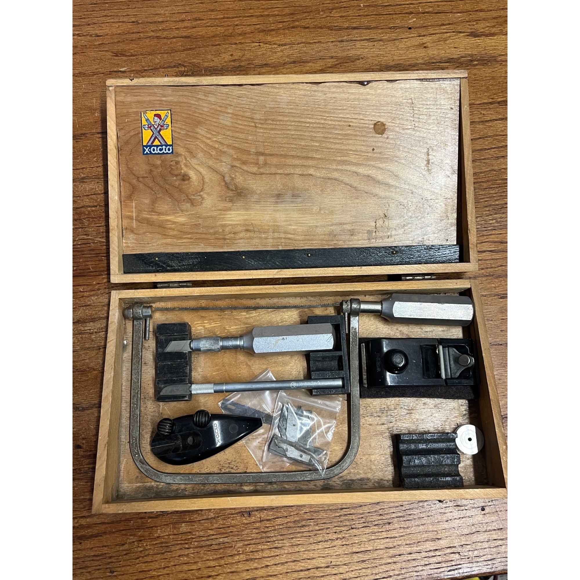 Vintage Xacto X-Acto Hobby Tool Knife Plane Kit Estate Tool Lot Group Wood Case