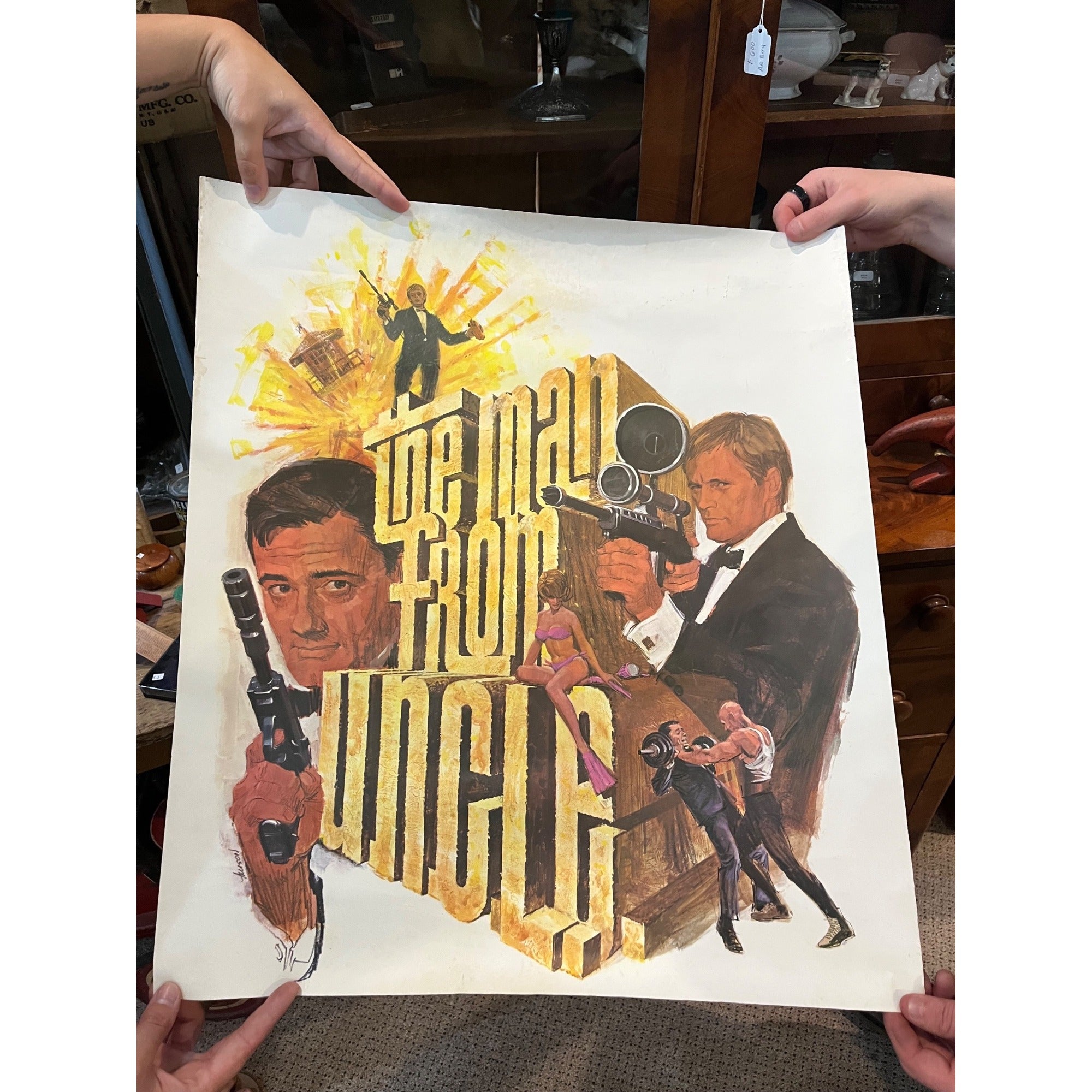 Original Vintage 1960s MAN FROM UNCLE NBC TV Show Promo Poster 21" x 24"
