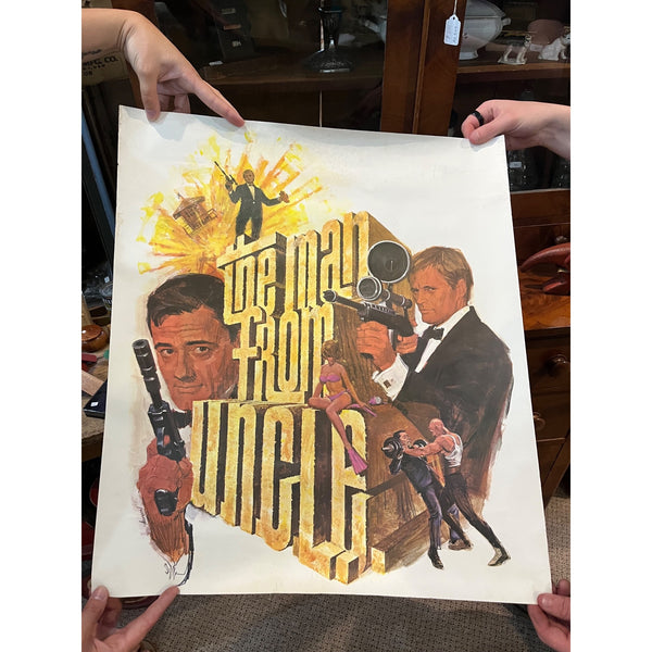 Original Vintage 1960s MAN FROM UNCLE NBC TV Show Promo Poster 21" x 24"