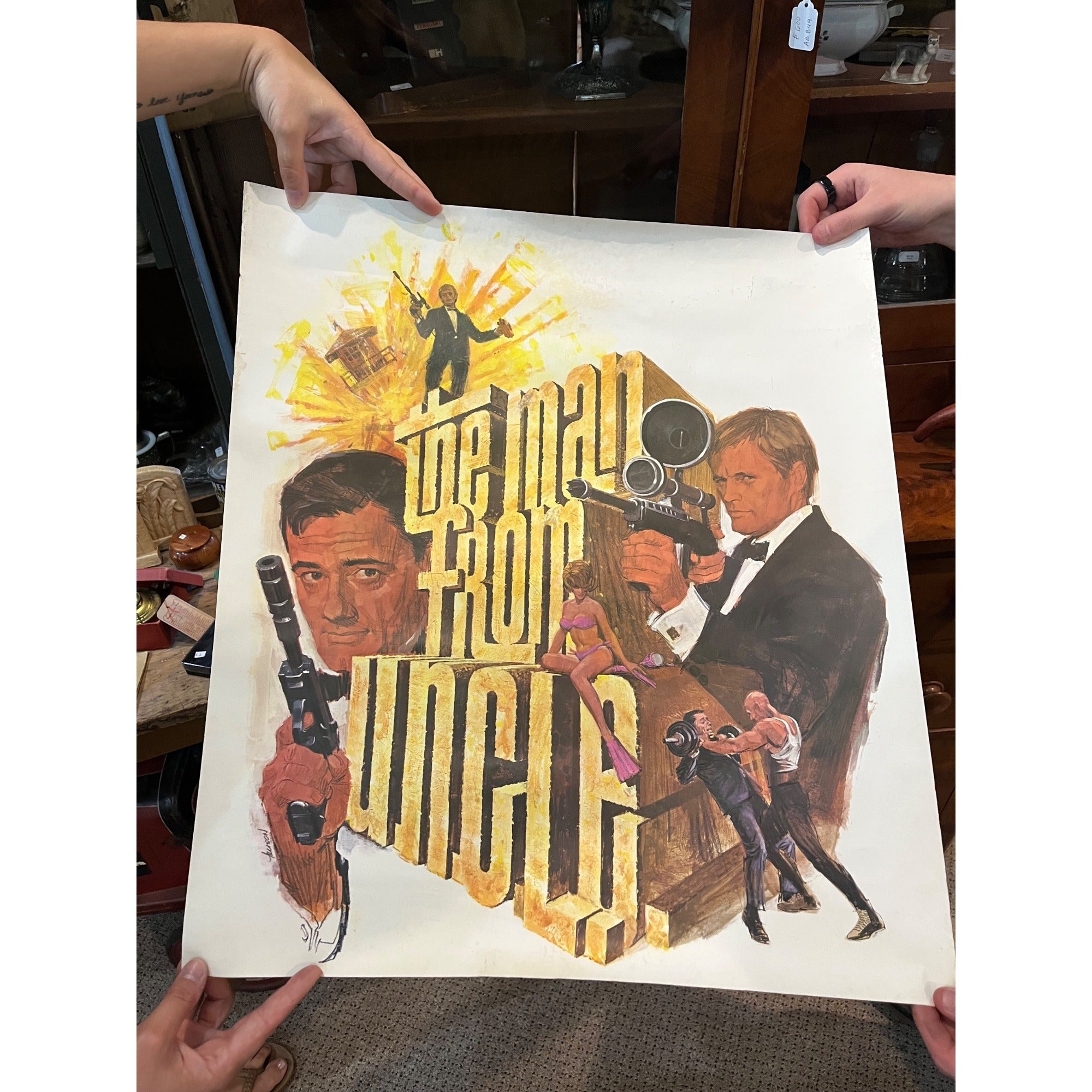 Original Vintage 1960s MAN FROM UNCLE NBC TV Show Promo Poster 21" x 24"