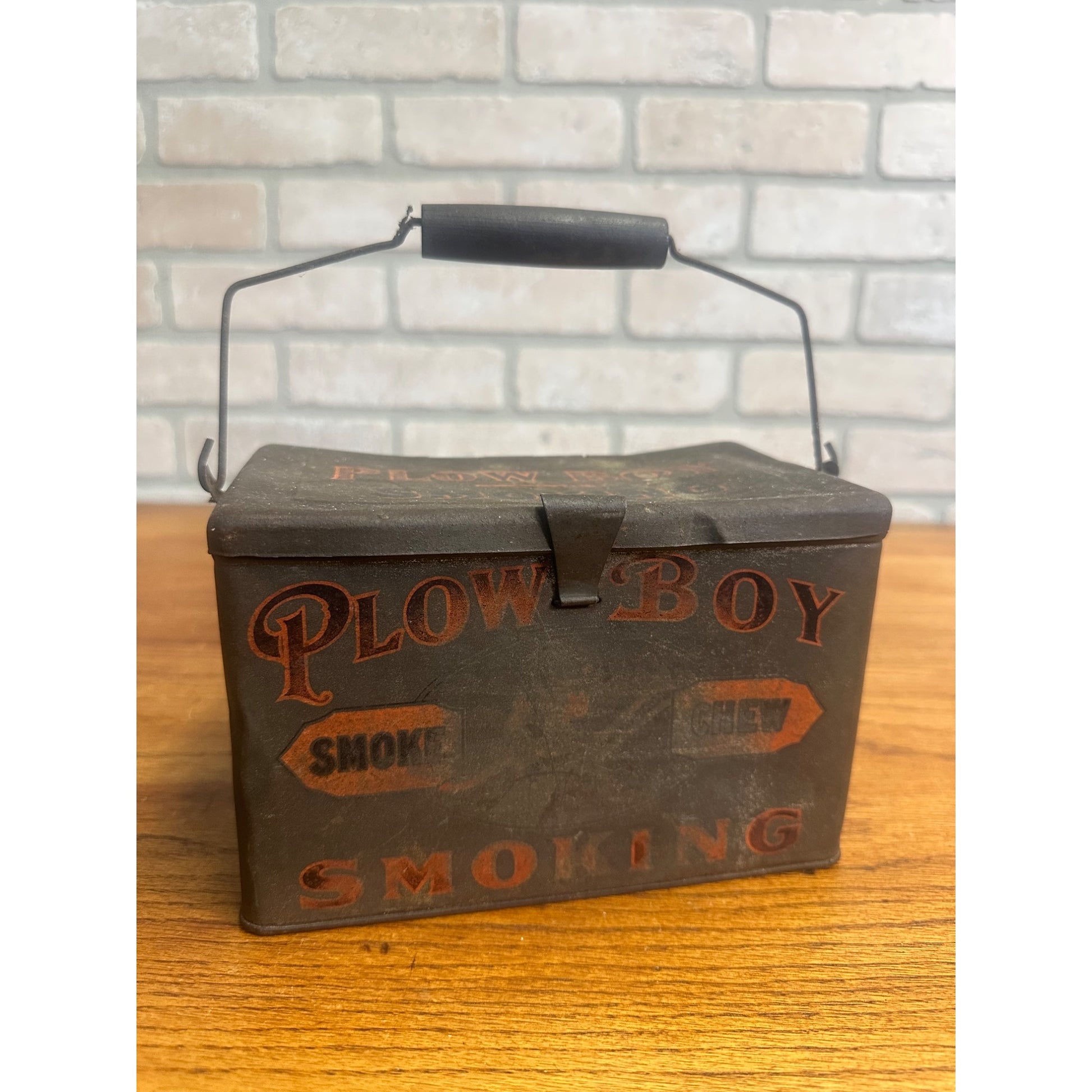 ANTIQUE PLOW BOY SMOKING TOBACCO TIN LITHO LUNCH BOX PAIL CAN SMOKE CHEW FARM