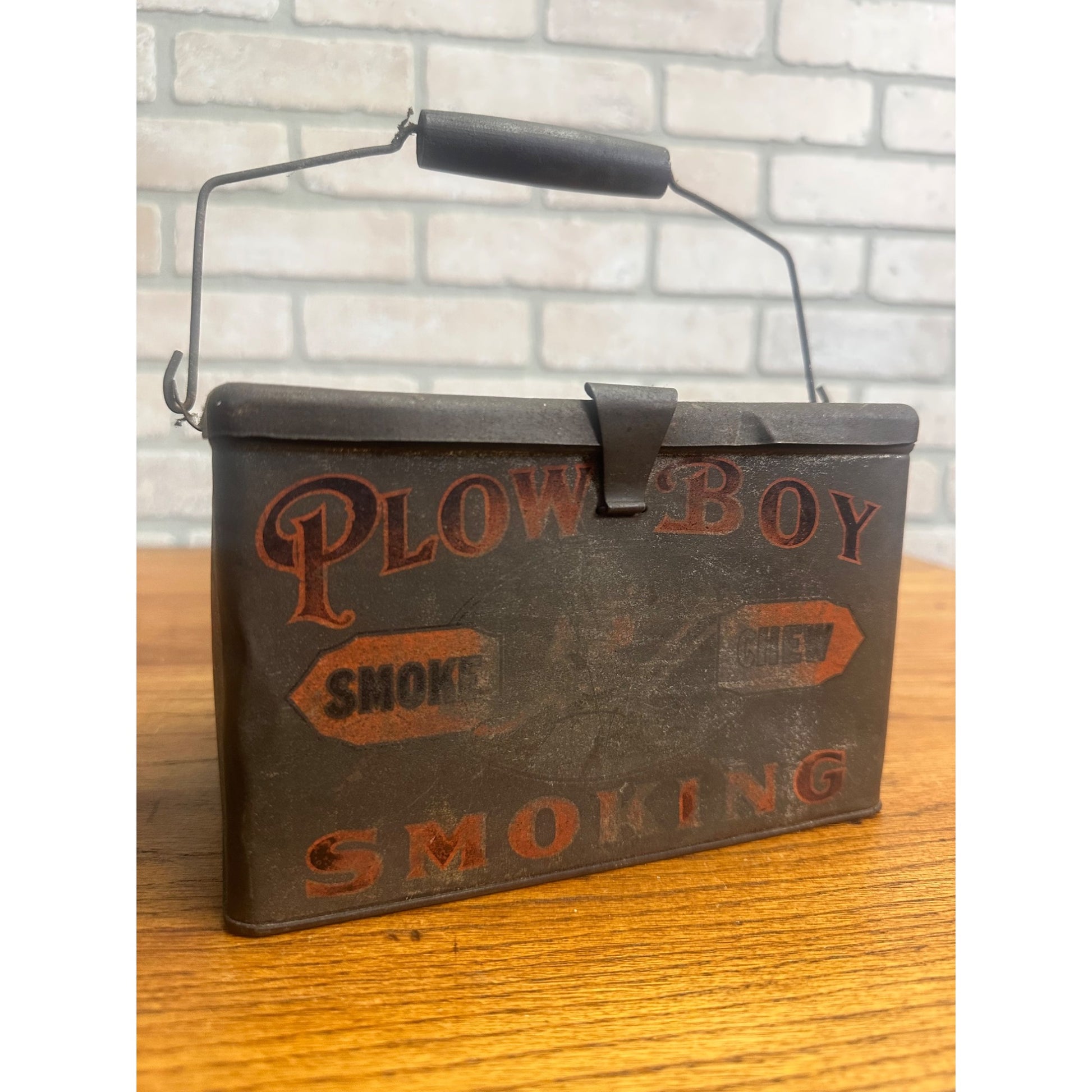 ANTIQUE PLOW BOY SMOKING TOBACCO TIN LITHO LUNCH BOX PAIL CAN SMOKE CHEW FARM