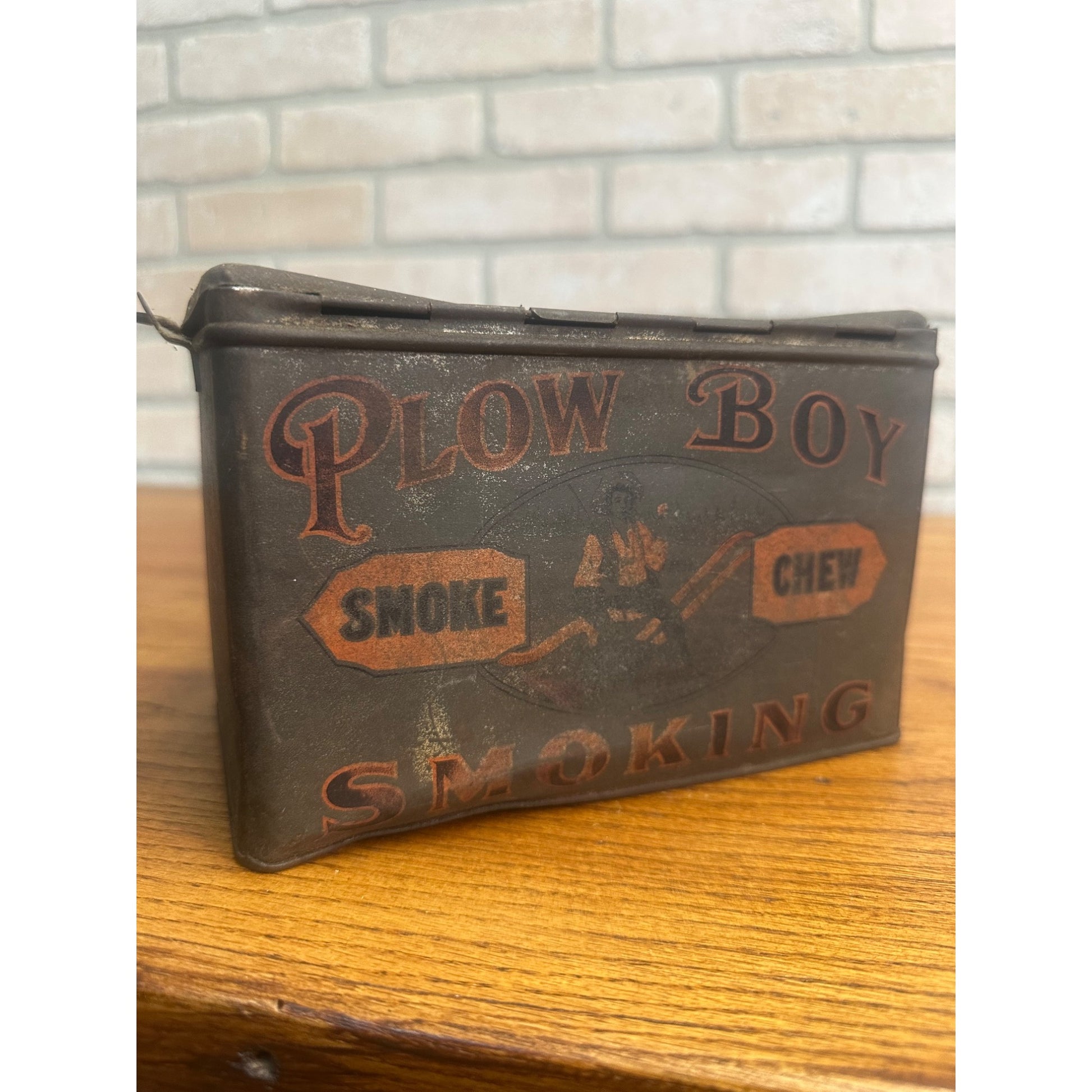 ANTIQUE PLOW BOY SMOKING TOBACCO TIN LITHO LUNCH BOX PAIL CAN SMOKE CHEW FARM