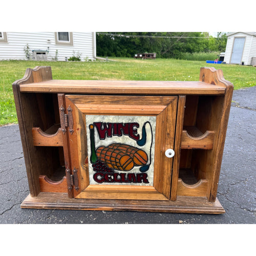 Vintage 1980s Wooden Retro Wine Bottle Rack Cabinet Bar Storage Cabinet