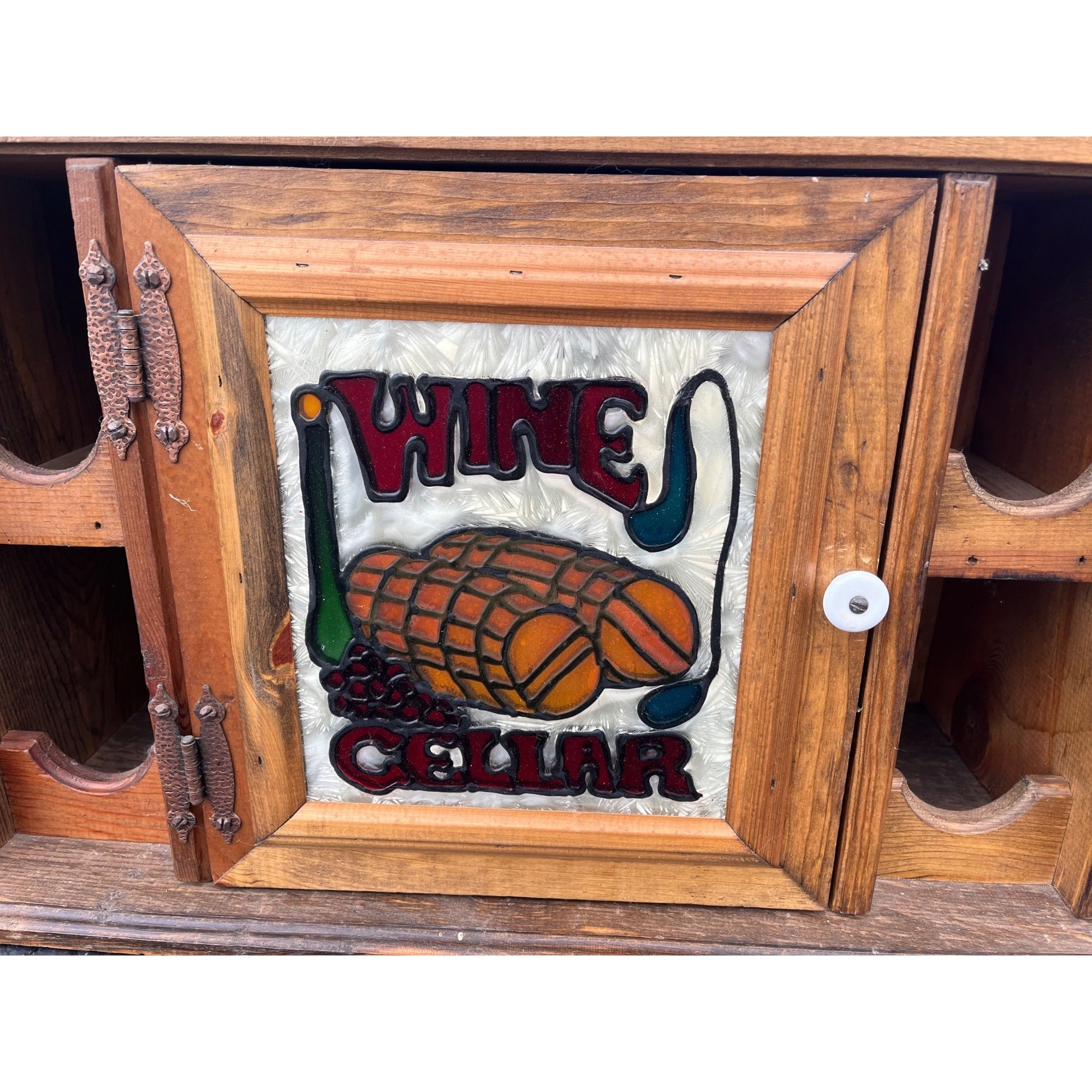 Vintage 1980s Wooden Retro Wine Bottle Rack Cabinet Bar Storage Cabinet