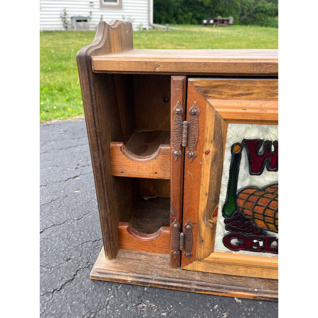 Vintage 1980s Wooden Retro Wine Bottle Rack Cabinet Bar Storage Cabinet