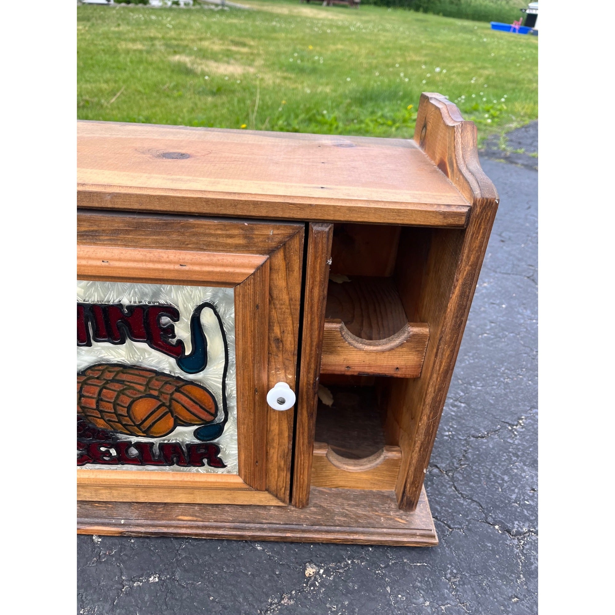Vintage 1980s Wooden Retro Wine Bottle Rack Cabinet Bar Storage Cabinet