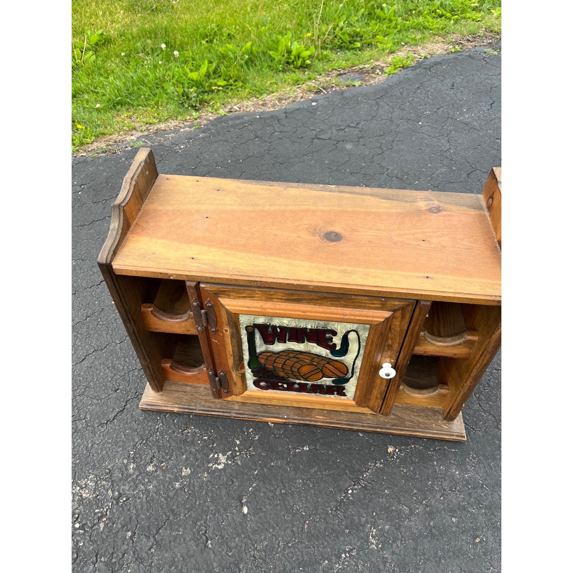 Vintage 1980s Wooden Retro Wine Bottle Rack Cabinet Bar Storage Cabinet