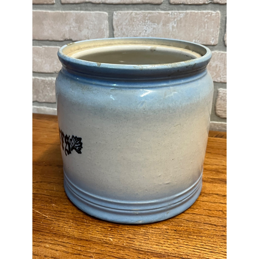 RARE Vintage Western Stoneware Co. Monmouth, ILL. Crackers Canister Jar Blue & White