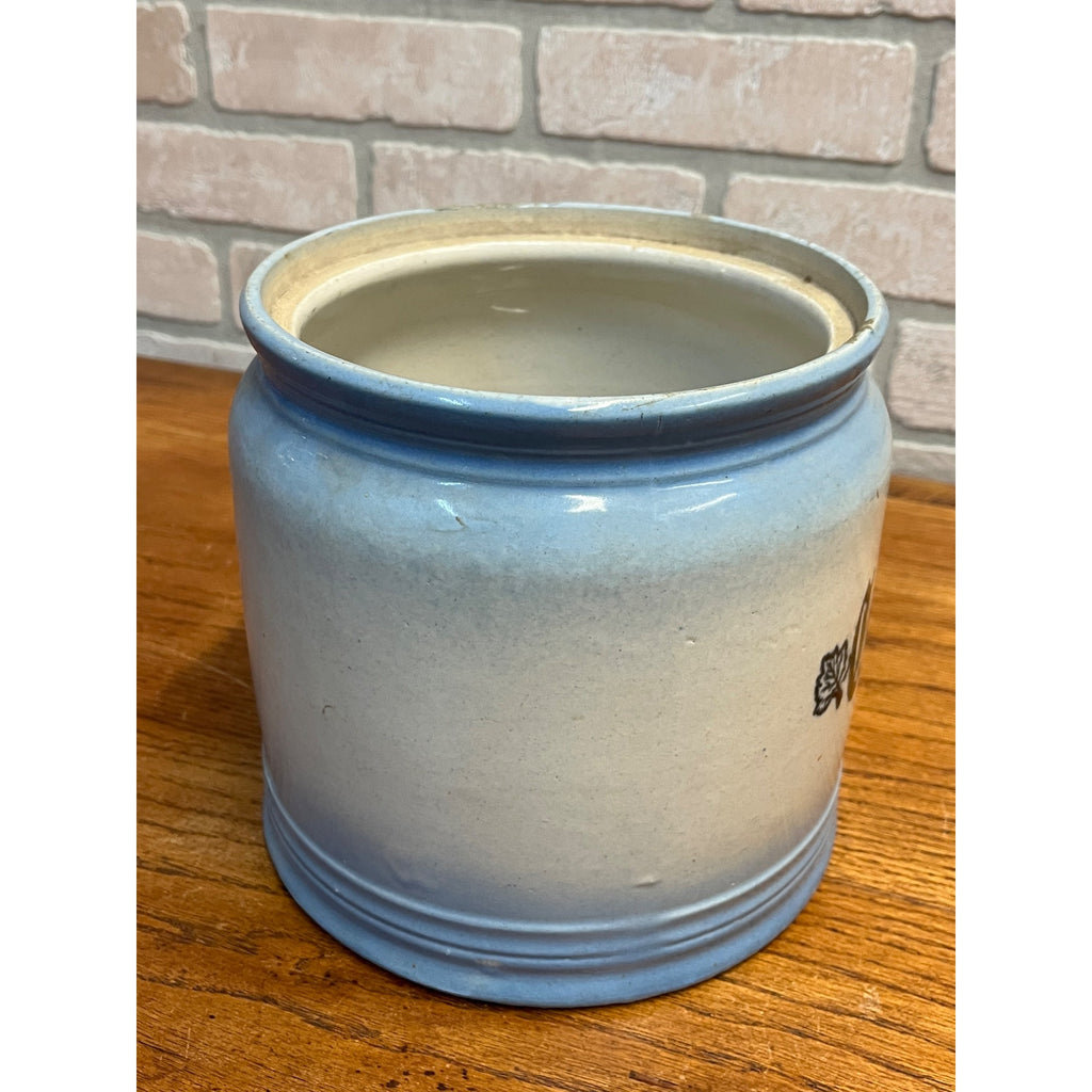 RARE Vintage Western Stoneware Co. Monmouth, ILL. Crackers Canister Jar Blue & White