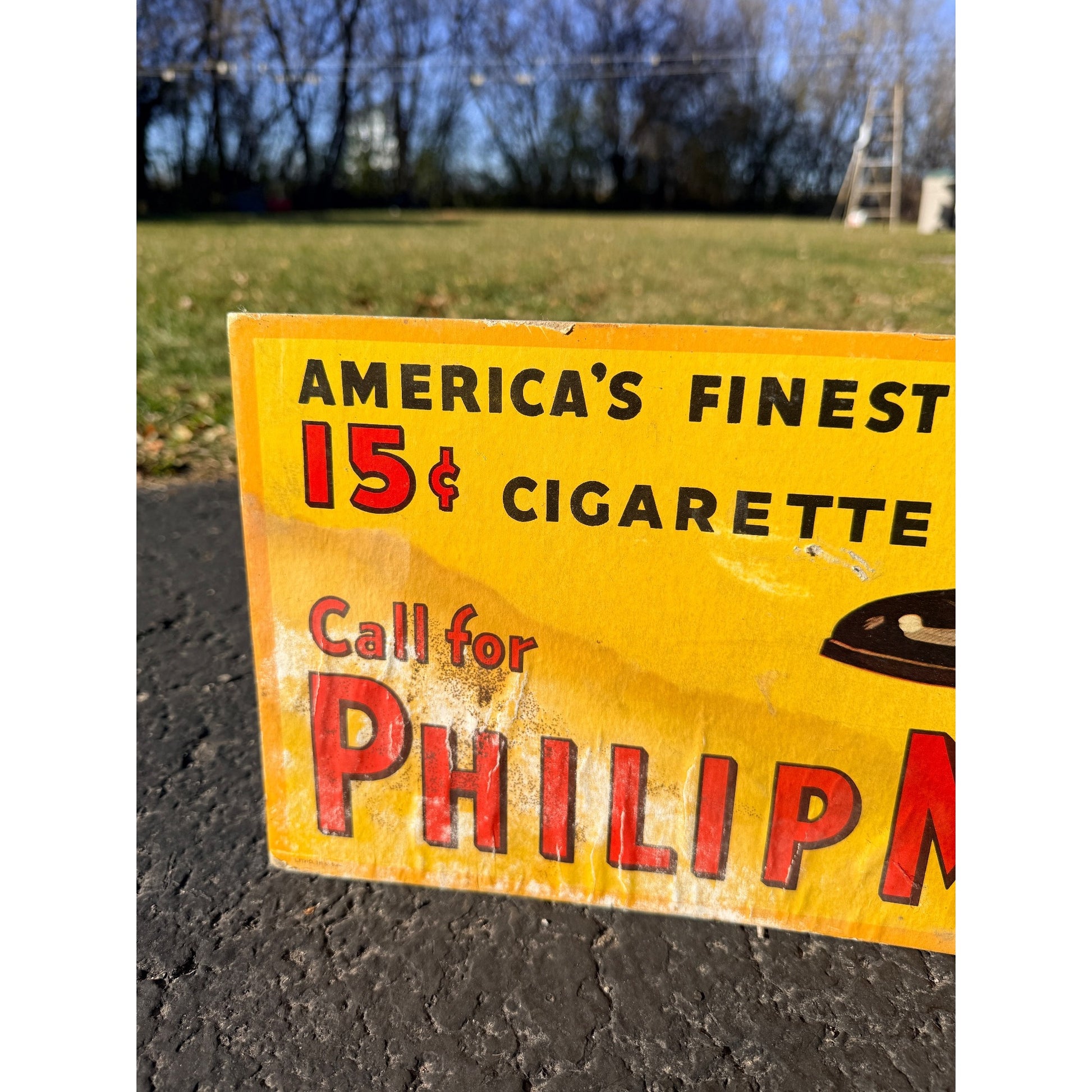 Vintage 1940s Phillip Morris Cigarettes Advertising Diecut Standup Display Sign