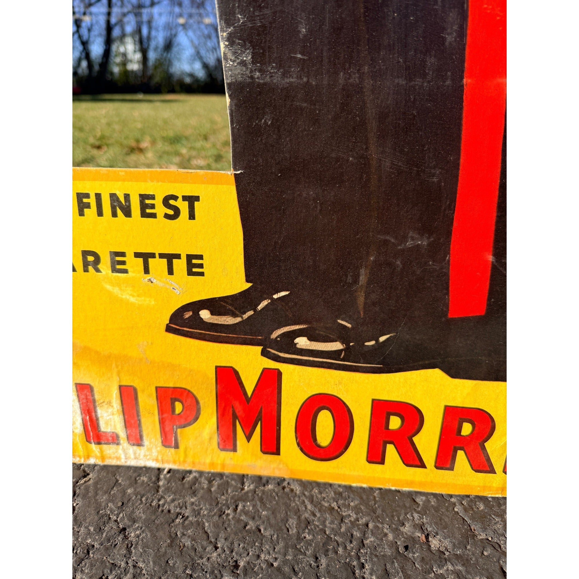 Vintage 1940s Phillip Morris Cigarettes Advertising Diecut Standup Display Sign