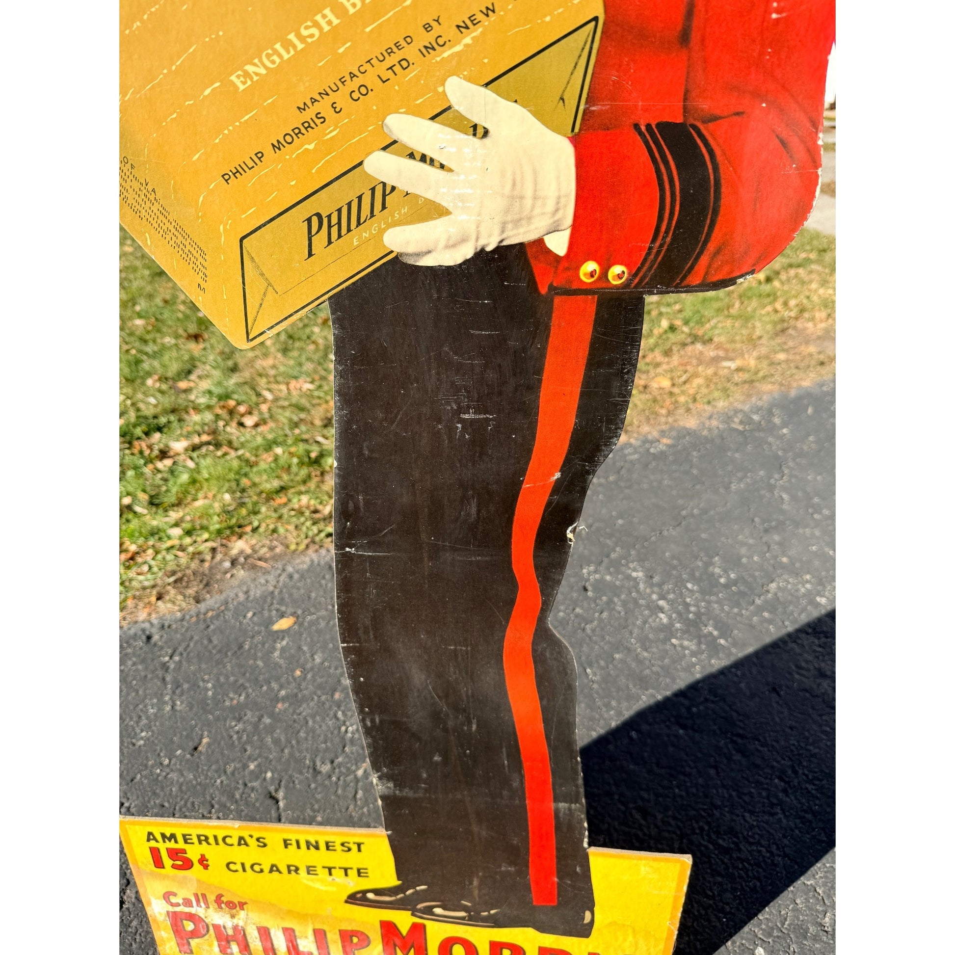 Vintage 1940s Phillip Morris Cigarettes Advertising Diecut Standup Display Sign