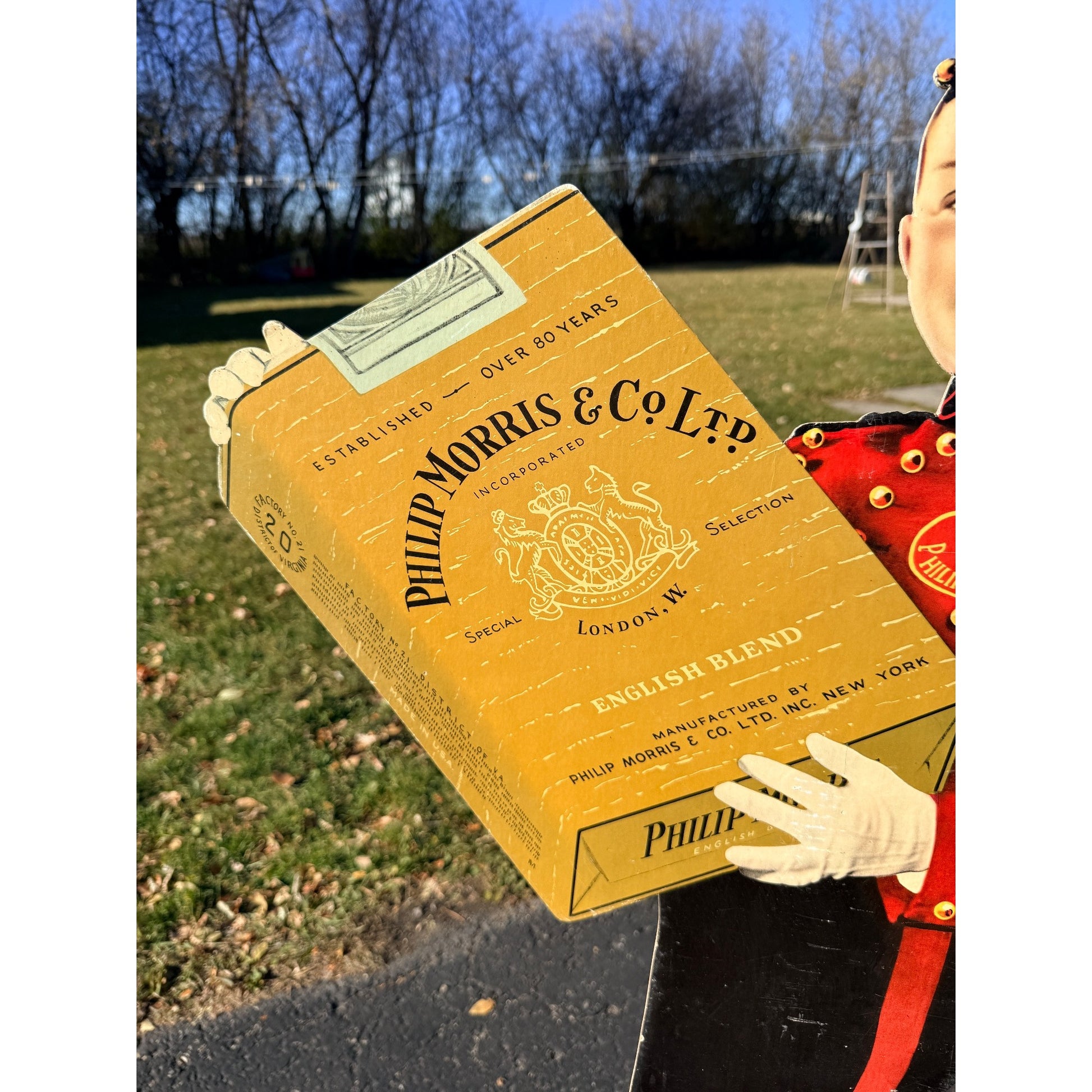 Vintage 1940s Phillip Morris Cigarettes Advertising Diecut Standup Display Sign