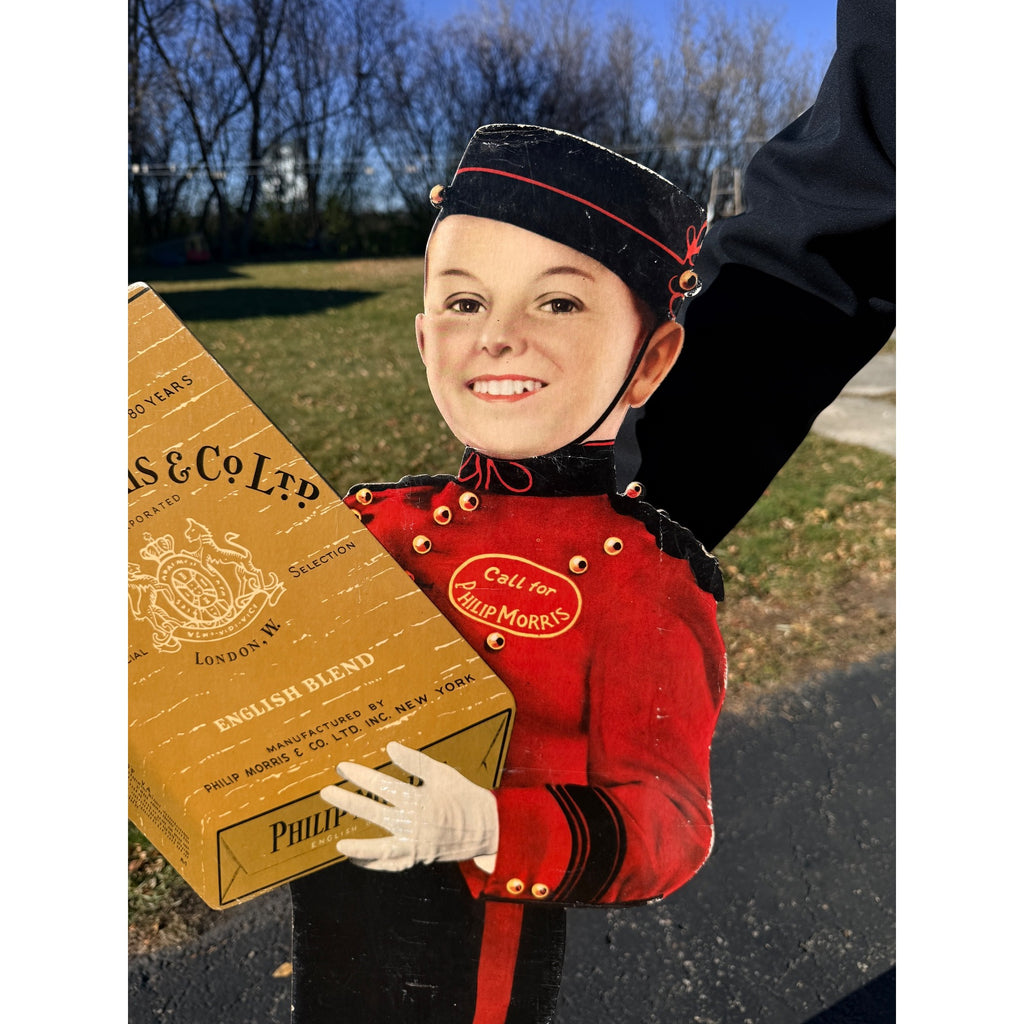 Vintage 1940s Phillip Morris Cigarettes Advertising Diecut Standup Display Sign