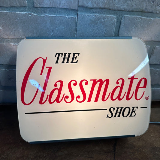 Vintage Glass CLASSMATE SHOES Lighted Advertising Sign Clean