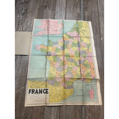 Vintage WWII Soldier Travel Highway Road Map of Paris Metropolitan France