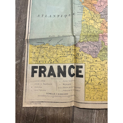 Vintage WWII Soldier Travel Highway Road Map of Paris Metropolitan France