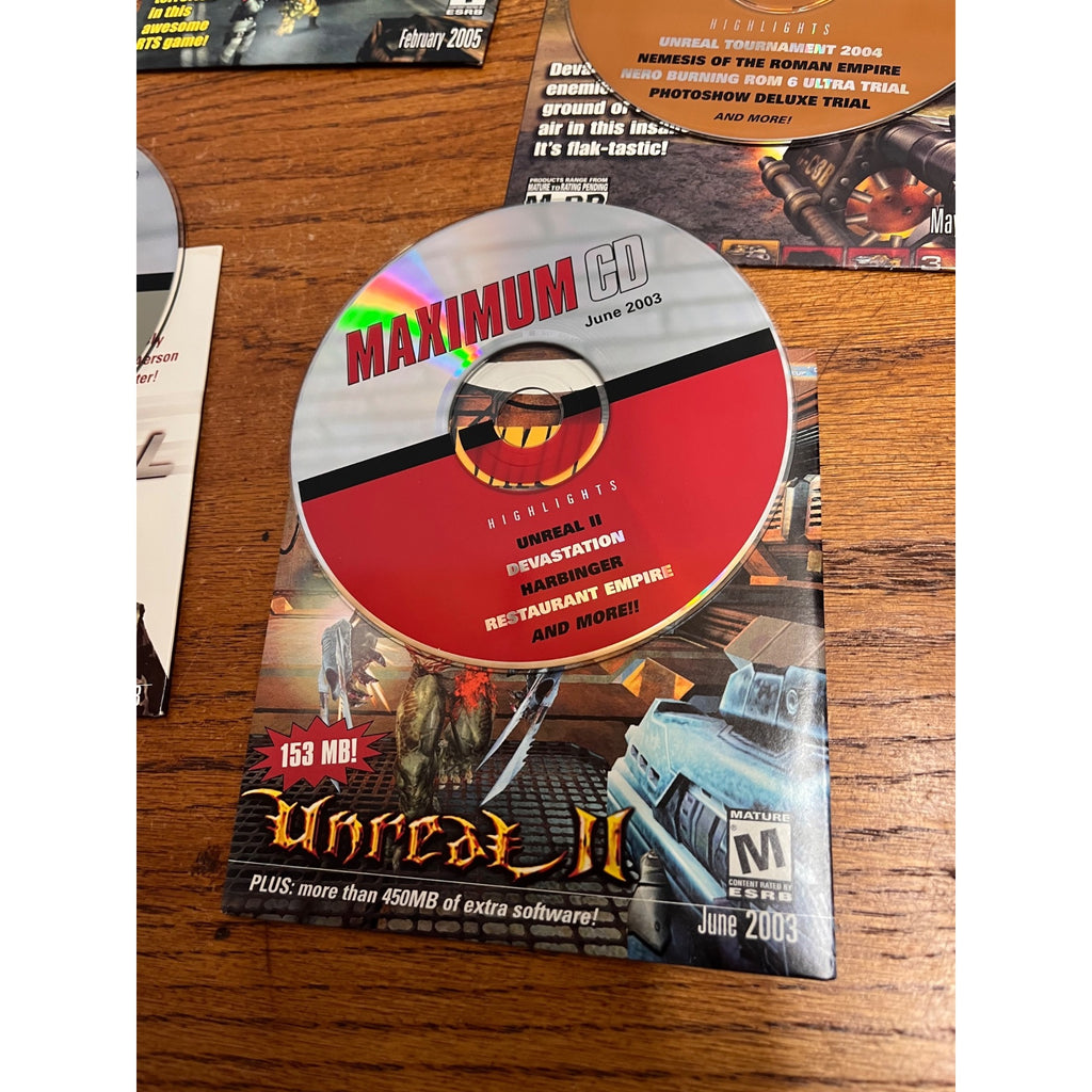 Lot Vintage Maximum CD PC Game Demo Discs Warcraft II FEAR Star Wars 2002-05