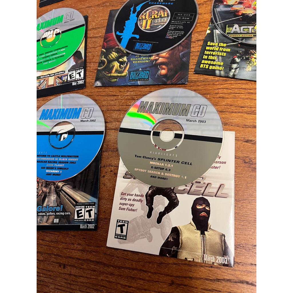 Lot Vintage Maximum CD PC Game Demo Discs Warcraft II FEAR Star Wars 2002-05