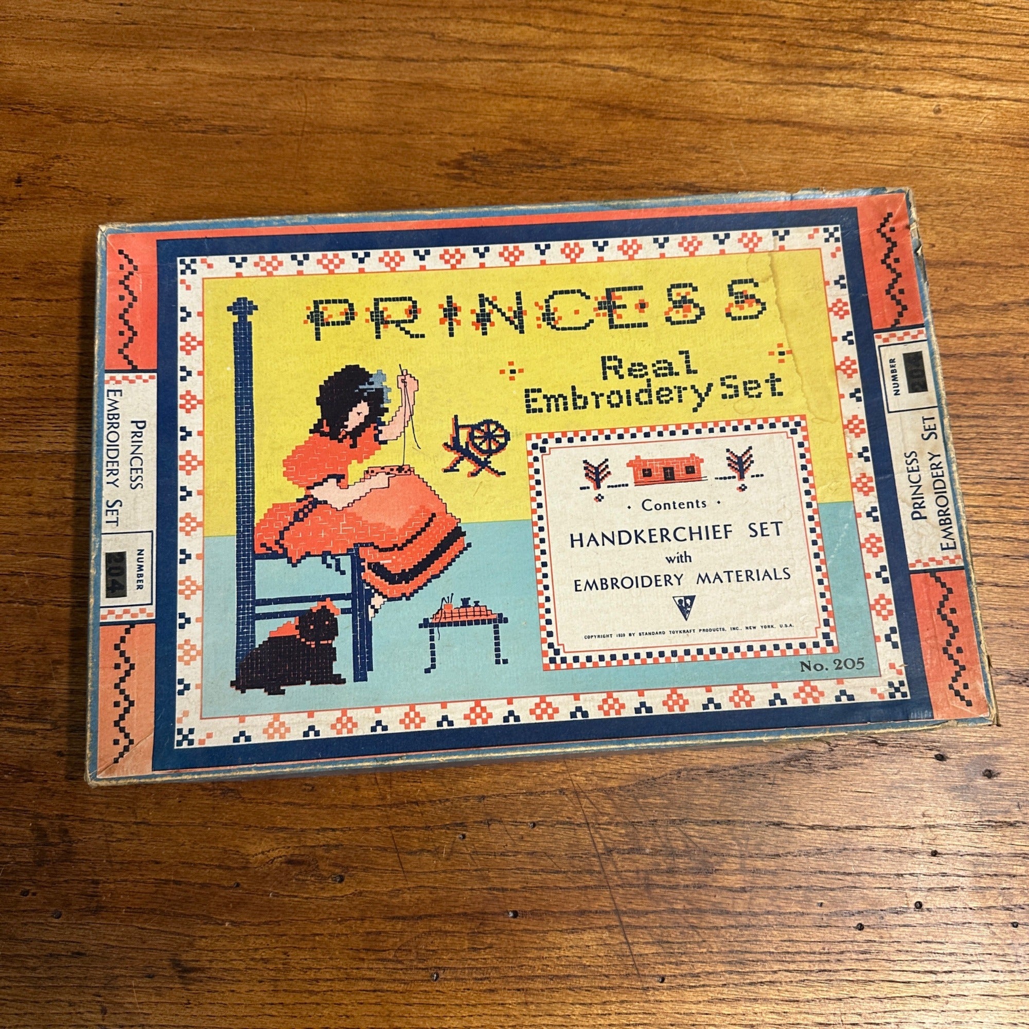 Vtg Standard ToyKraft Princess Real Embroidery Kit Set 1939