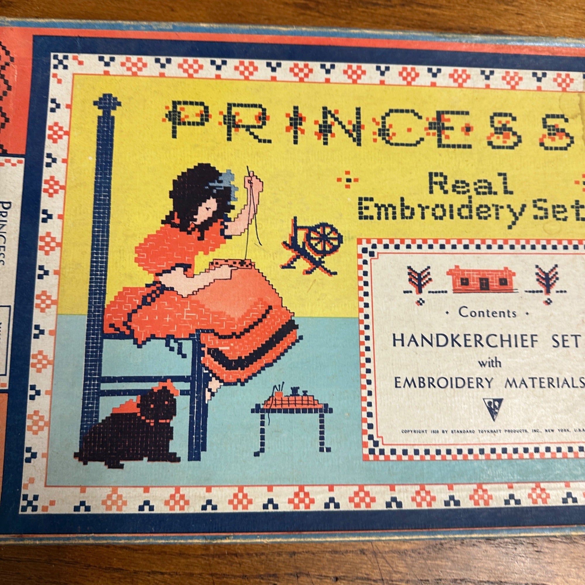 Vtg Standard ToyKraft Princess Real Embroidery Kit Set 1939