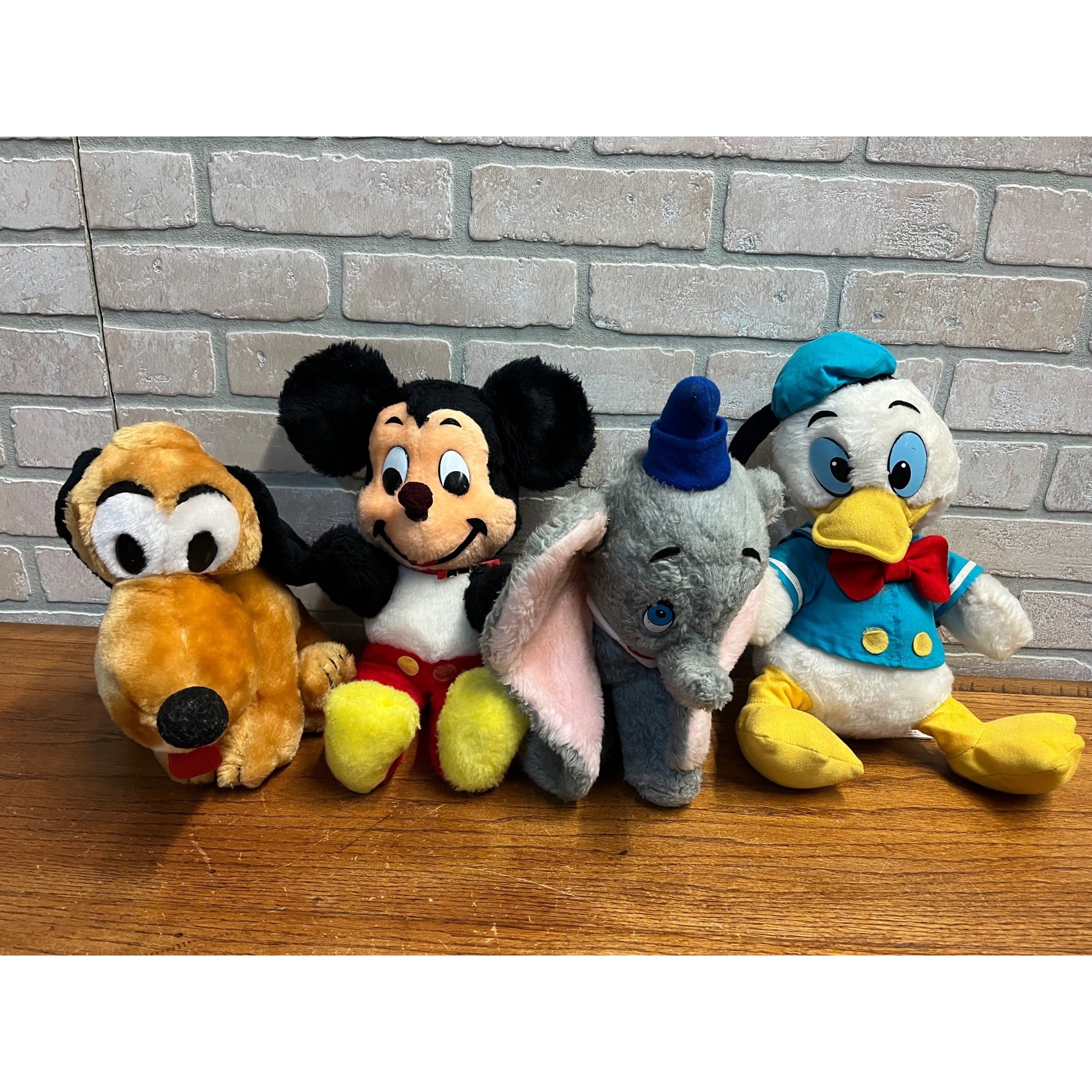Vintage 1960s Walt Disney Plush Dolls Dumbo, Mickey Mouse, Dumbo, Pluto