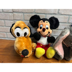 Vintage 1960s Walt Disney Plush Dolls Dumbo, Mickey Mouse, Dumbo, Pluto