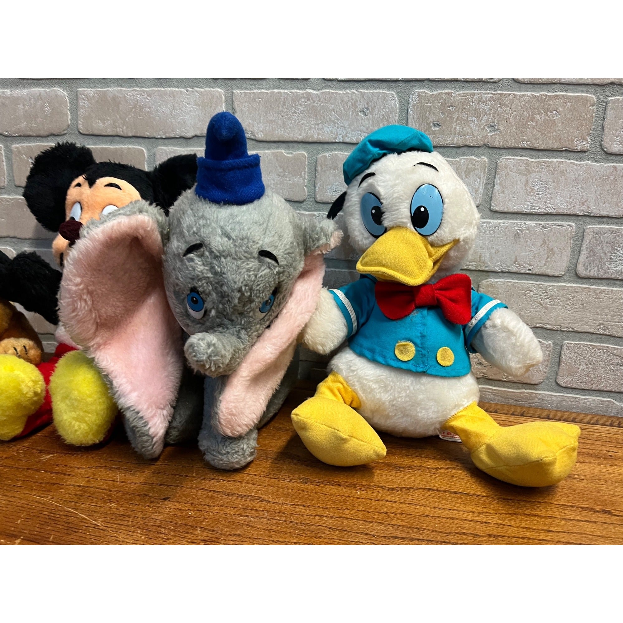 Vintage 1960s Walt Disney Plush Dolls Dumbo, Mickey Mouse, Dumbo, Pluto