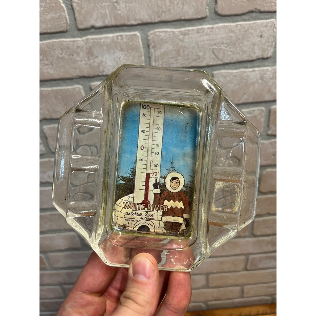 Vintage White River Ontario Coldest Spot in Canada Souvenir Ashtray Eskimo Inuit