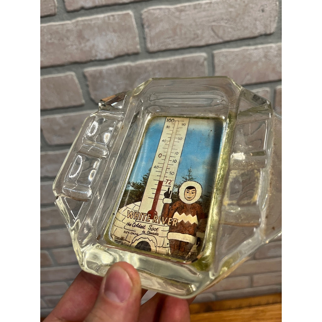 Vintage White River Ontario Coldest Spot in Canada Souvenir Ashtray Eskimo Inuit